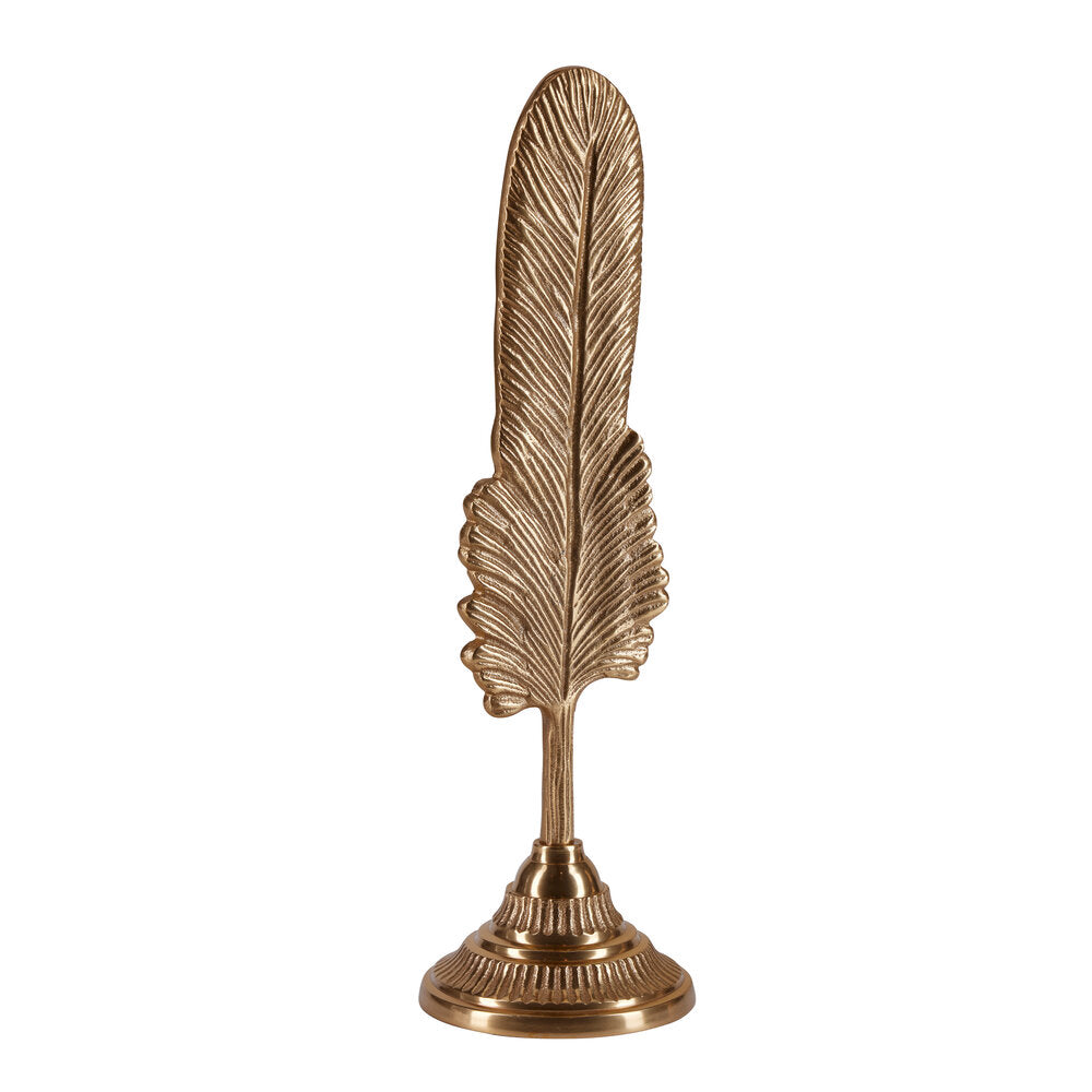 Dekorationsfjer, guldfarvet - H36 cm.